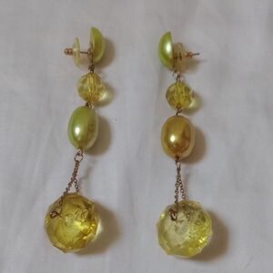 Elegant Greenish and Yellow Dangle Earrings